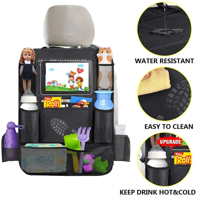 Universal Car Seat Back Protector with Storage Pockets