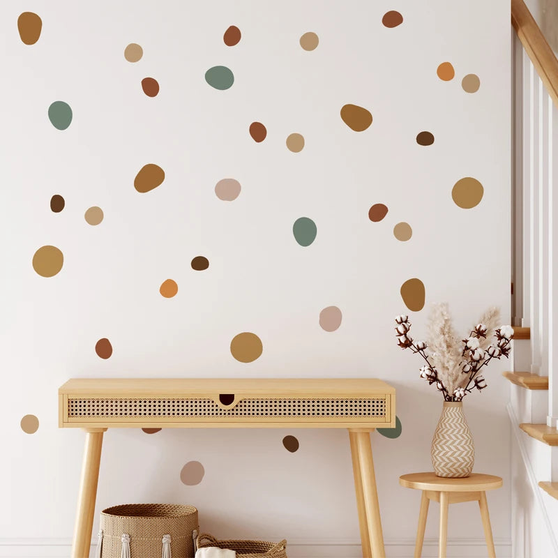 Boho Nursery Polka Dot Creative Wall Stickers for Kids Room Baby Girls Boys Room Home Decor Nordic Warm Vintage Stickers