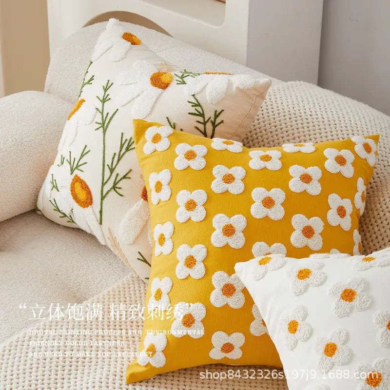 Floral Embroidered Cushion Cover