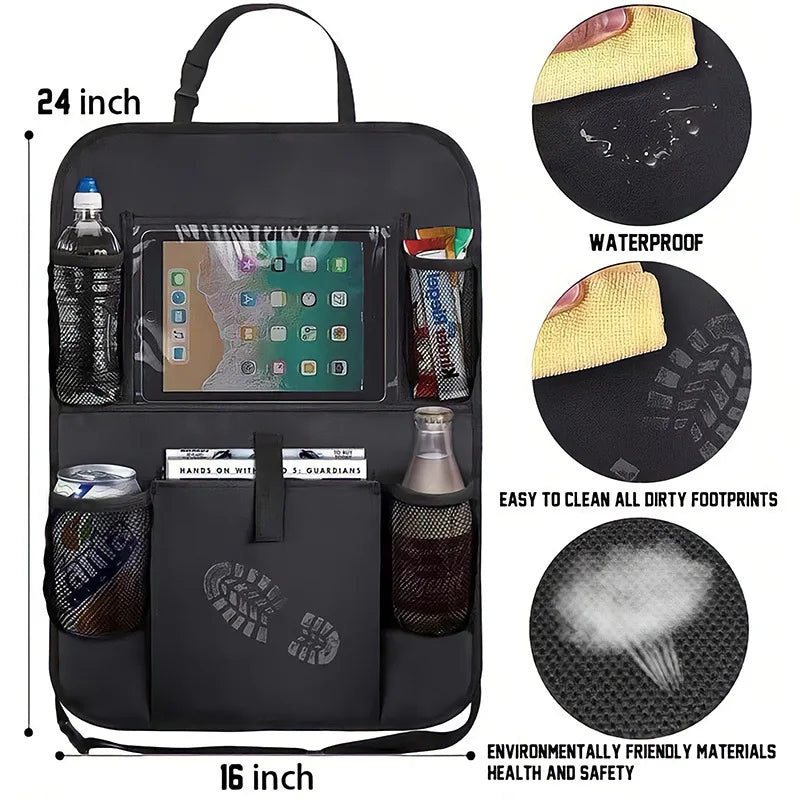 Universal Car Seat Back Protector with Storage Pockets