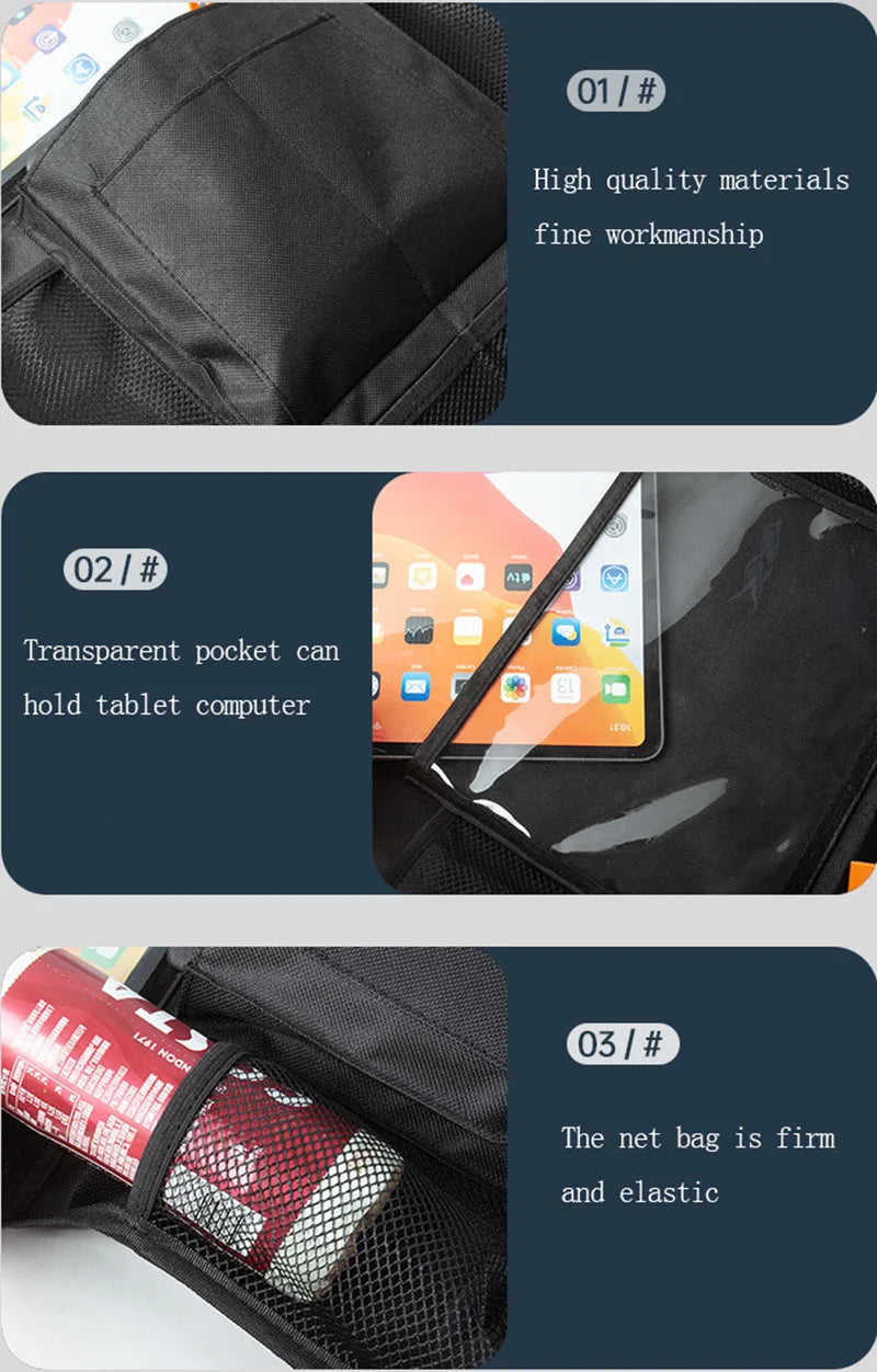 Universal Car Seat Back Protector with Storage Pockets