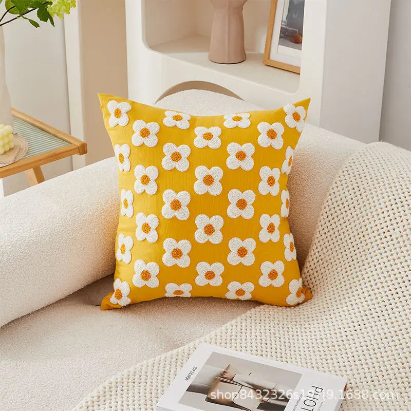 Floral Embroidered Cushion Cover