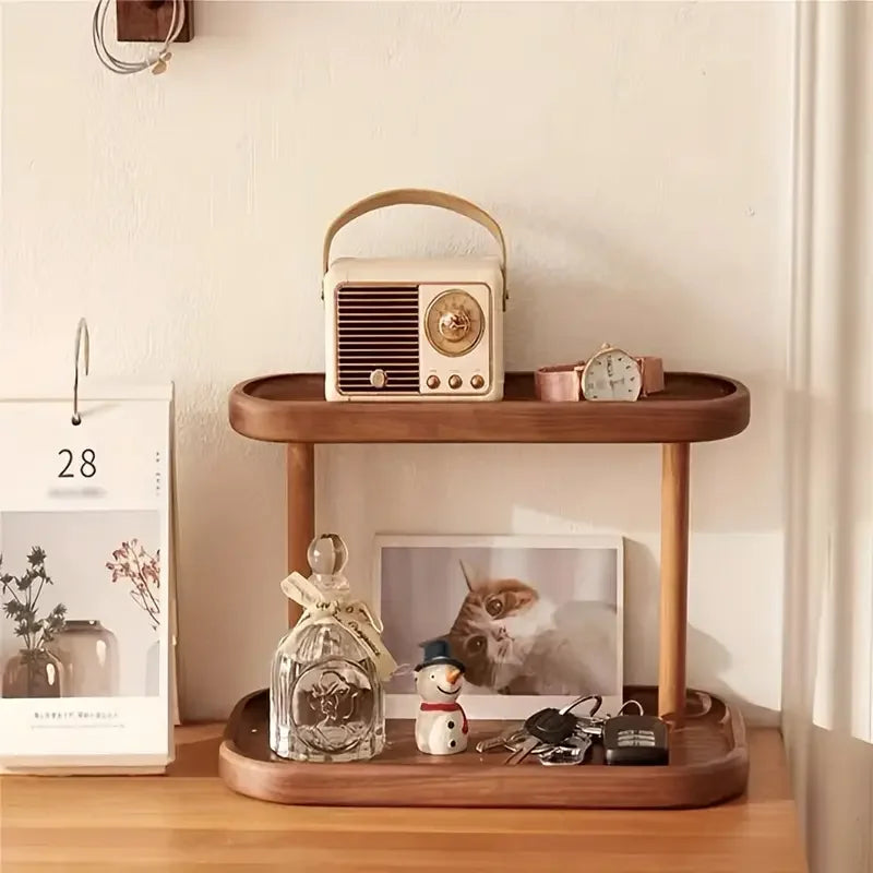 Two-Tier Wooden Desktop Shelf